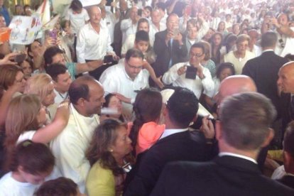 Un momento de la visita que hizo el papa Francisco al santuario.