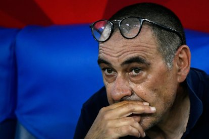 AMaurizio Sarri  DT de Juventus la alegría le duro poco.