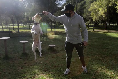 Junto a Luis juegan en el parque La Carolina, de Quito.