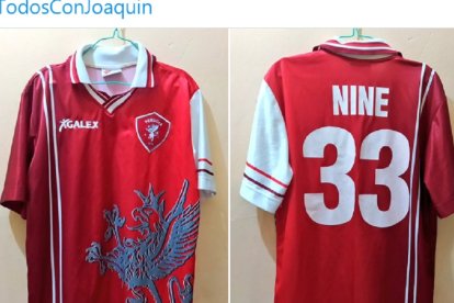 La camiseta del Perugia de Italia que fue obsequiada para la campaña de Joaquín