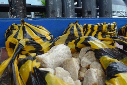 La coca fue depositada en bolsas, luego de extraerla de tubos.