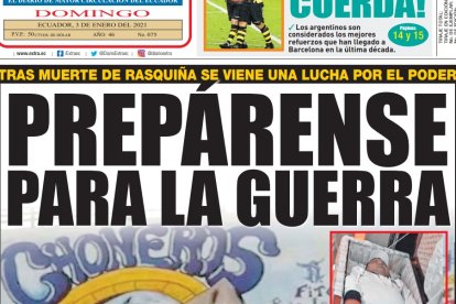 La portada de Diario EXTRA del 3 de enero de 2021