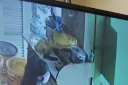 El 30 de marzo pasado la menor de edad ingresa junto a una pareja y se lleva el celular que estaba en la repisa.