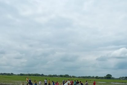 Los agentes resguardaron el área para el procedimiento legal.