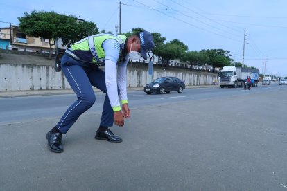 El agente explica cómo cargó al animal para salvarle la vida.