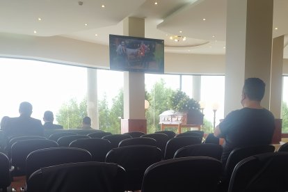 Durante el velorio del abogado Harrison Salcedo.