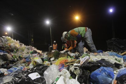 Apenas ingresa el camión, los recicladores se ponen a buscar los ‘tesoros’ que trae.