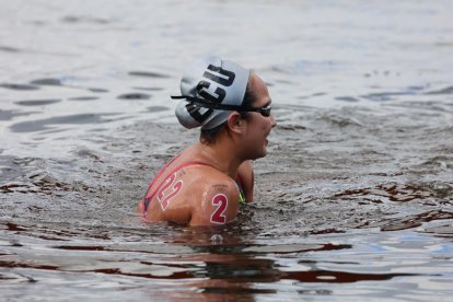 La ecuatoriana Samantha Arévalo participó en la prueba de 10 km en aguas abiertas.