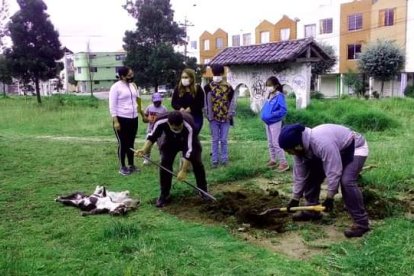 Los moradores enterraron a los canes en un terreno.