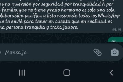 En este mensaje enviado a una de las víctimas pedían dinero a cambio de no atentar contra su familia.