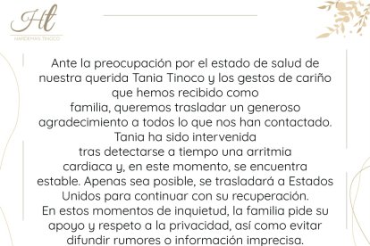 La familia de Tania Tinoco se pronunció.