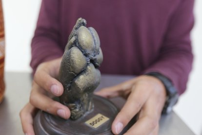 Escultura. Para obtenerla meten la extremidad de la mascota en una gelatina. El hueco lo llenan con masilla o el material solicitado.