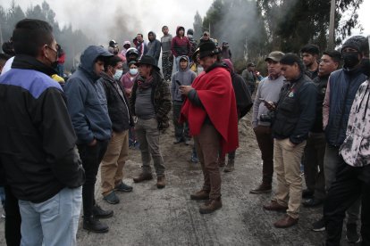Leonidas Iza, dirigente de la Conaie, estuvo presente en Latacunga.