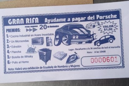 La rifa con la que pretenden reunir el dinero.