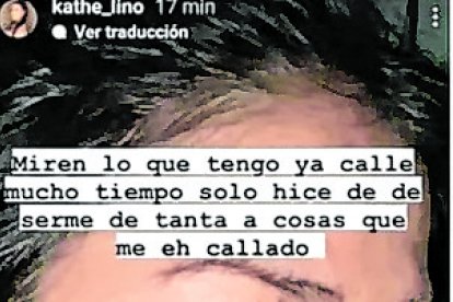 La foto y el mensaje que subió la Puchy a sus historias de Instagram, sin aclarar cómo se lastimó el rostro.