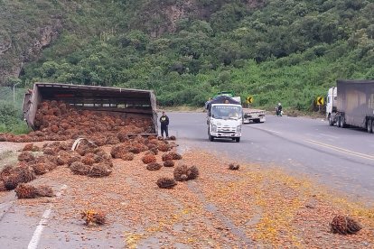 Este cargamento cayó del camión a unos dos kilómetros de distancia, antes del impacto final.
