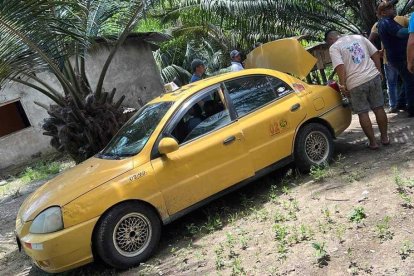 El vehículo del taxista fue hallado junto a una palmera.