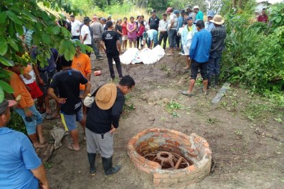 Dentro de este pozo, la muerte sorprendió a tres trabajadores.