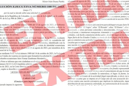 Con esta Resolución ejecutiva, se dio paso a la solicitud de extradición de EE. UU.