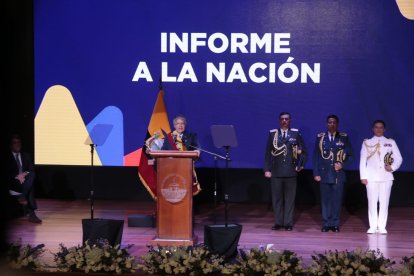 Lasso durante su intervención en el informe de gestión de su Gobierno