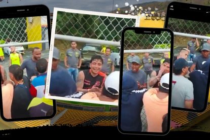 Hinchas de Barcelona reclamando a los jugadores.