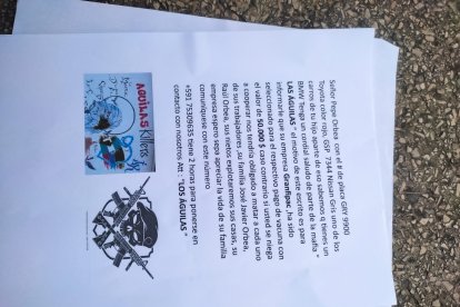 El panfleto con la extorsión.