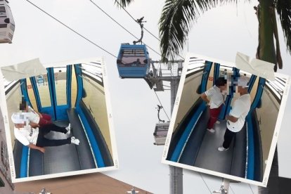 En la cabina 17 del sistema de transportación aérea se dio el ‘cuerpeo’ entre los jóvenes el pasado 24 de junio.