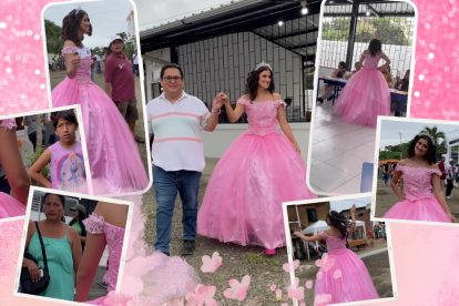 La creadora de contenido Elba González en sus votaciones en Manabí.