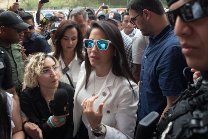 Alrededor de la candidata por la Revolución Ciudadana  también tuvo resguardo policial.