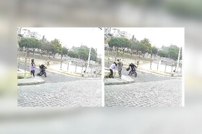 El hecho quedó registrado en el sistema de vigilancia de una casa diagonal a la escena del robo.