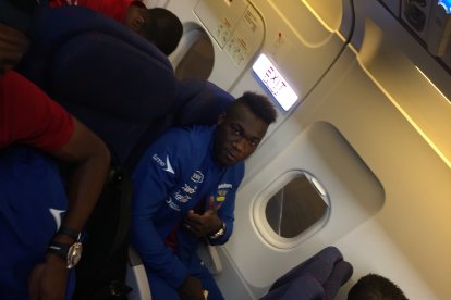 Felipao mientras viajaba a Ecuador, luego de la victoria en Argentina.