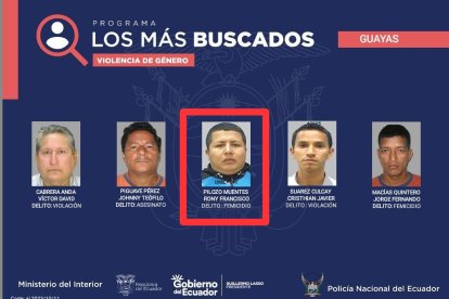 Pilozo Muentes constaba entre los tres más buscado del Programa de Delitos de Violencia de Género.
