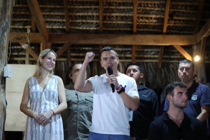 Daniel Noboa, en su festejo en Olón.