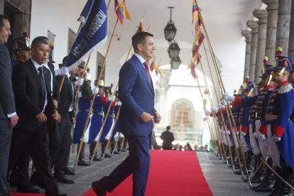 El Presidente electo, Daniel Noboa, ingresando a Carondelet.