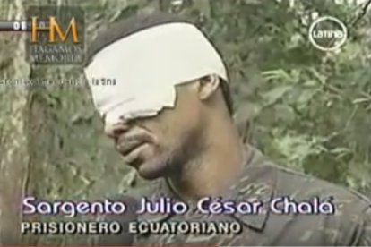 El sargento Chalá cuando fue herido en su ojo.