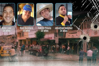 Cuatro de los trabajadores de la entidad que han sido asesinados a balazos.