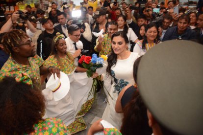 Verónica Abad bailó marimba en el mercado del sector Iñaquito, en el norte de Quito.