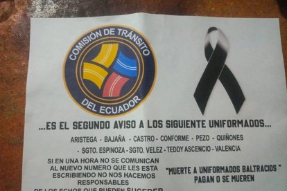 La amenaza que recibieron los agentes de tránsito.