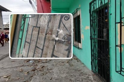 Marcas de disparos en la vivienda donde los menores fueron asesinados.