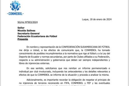 La carta que fue dirigida para el ministro Guschmer.