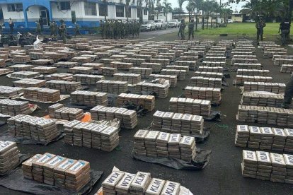 Los centenares de paquetes, tipo ladrillo, estaban dentro de sacos.