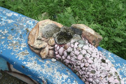 Una estatua de un pez que servía de adorno fue convertida en un cenicero.