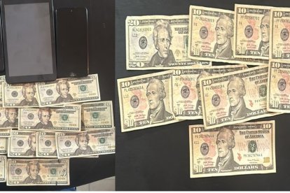 El dinero y los celulares hallados en poder de los sospechosos.