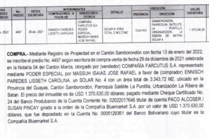 Compraventa del lote 4 en La Ribera de Batán