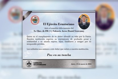El Ejército ecuatoriano ha lamentado lo ocurrido con su soldado. Esta es una publicación realizada en X (antes Twitter).