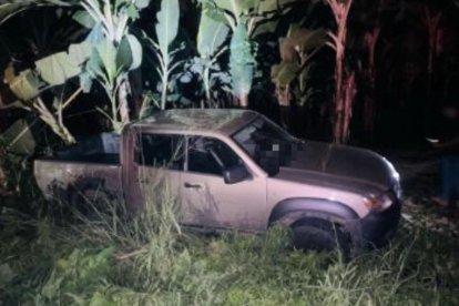 La camioneta se salió de la vía y terminó entre unas plantaciones de banano.