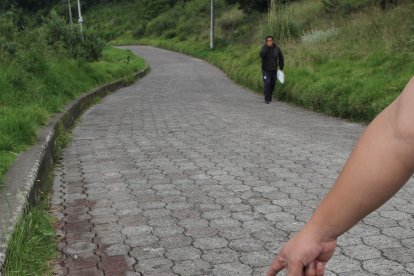 La marca sanguinolenta aún se miraba en el adoquinado de la vía.