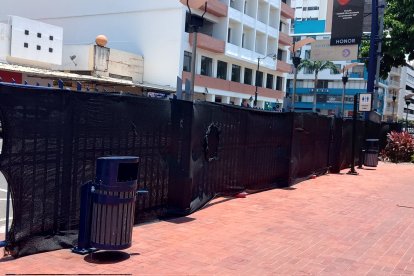 Lo que parecen ser mallas están ubicadas en este tramo del Malecón 2000