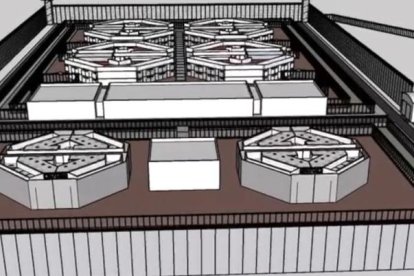 Plano que mostró el presidente Noboa sobre el posible modelo de la nueva cárcel.