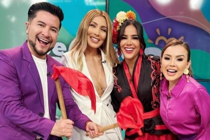 Michela Pincay fue recibida por sus compañeros Jorge Heredia, Jasú y Silvana Torres,